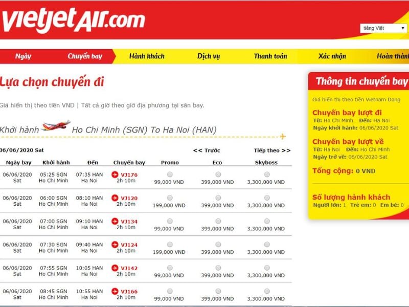 kiểm tra vé máy bay vietjet