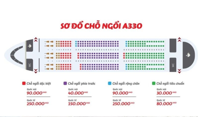 sơ đồ chỗ ngồi máy bay Vietjet